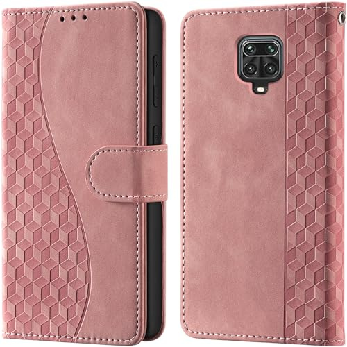 CaseGla Funda para Xiaomi Redmi Note 9 Pro PU Cartera Flip Rosa | Bloqueo RFID, 3 ranuras tarjetas, 1 bolsillo billetes, Cierre magnético, Soporte, Funda robusta con tapa Redmi Note 9S