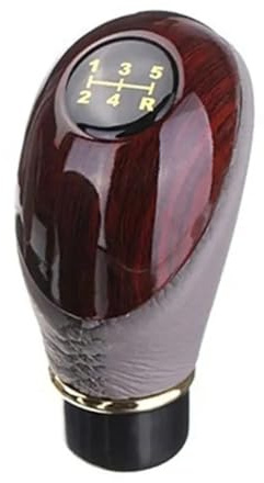 PLMNHSS Universal Schaltknäufe Schaltknauf aus Holz und PU-Leder universell passend für Pkw und Lkw 5-Gang-Schaltgetriebe glänzend(Gray)