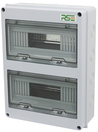 RSE Verteilerkasten Aufputz 2-Reihig 24 Module, (12 je Reihe) 1 Stück, Kleinverteiler IP65 Feuchtraum Sicherungskasten mit umlaufender Dichtung für Garten oder Außenbereichen