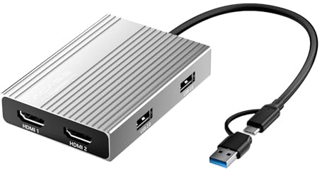 ACASIS USB C to Dual HDMI DisplayLink Docking Station, 4K@60Hz, 100W PD | Supports dual 4K@60Hz displays, works with Mac M1-M3/Windows, aluminum shell, 3x USB-A ports, driver installation required