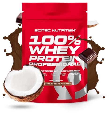 Scitec Nutrition 100% Whey Protein Professional con aminoacidi chiave extra e enzimi digestivi, senza glutine, 500 g, Cioccolato e Cocco