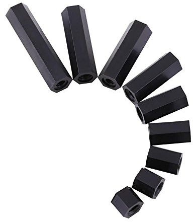 Distanziali Esagonali M3 10mm, Akozon 100 Pezzi Kit Assortito Femminile Filettato in Nylon Nero per PCB, Elettronica e Assemblaggi