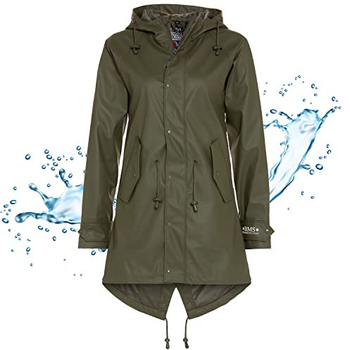 BMS Regenmantel 100% wasserdicht - oliv - 42