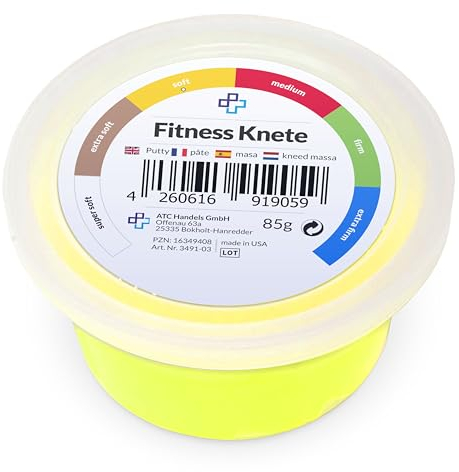 ATC Handels GmbH Therapieknete 85g, Putty für Handtraining, Therapie Knetmasse Knete, weich, gelb