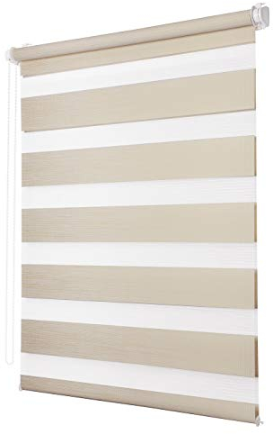 Ventanara® Doppelrollo ohne Bohren Duo Rollo Klemmfix Beige 40 x 150 cm