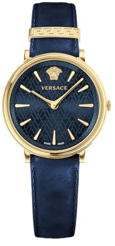 Versace Damen Analog Quarz Uhr mit Leder Armband VE81004 19