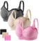 HBselect 3 Pack Women’s Nursing Bra Wireless Seamless Maternity Bra Breastfeeding Bras Bralette with Removable Bra Pads Extenders