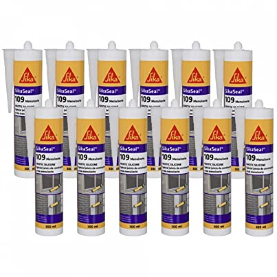 Lot de 12 mastic silicone SIKA SikaSeal 109 Menuiserie - Anthracite - 300ml