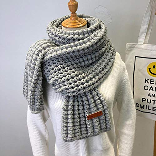UKKD Winter Gestrickter Schal - Mode Frauen Lange Weiche Warme Pashmina Verdickte Wolle, Vintage Große Schals, Grau