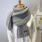 UKKD Winter Gestrickter Schal - Mode Frauen Lange Weiche Warme Pashmina Verdickte Wolle, Vintage Große Schals, Grau