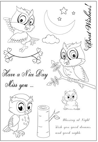 WOWOWO Nette Eule DIY Silikon Clear Stamp Cling Seal Scrapbook Prägung Album Dekor