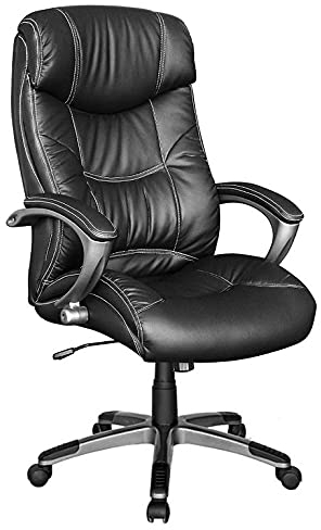 Froschkönig24 Comfort XL Chefsessel Bürostuhl Drehstuhl Home-Office Lederoptik Schwarz