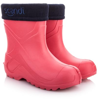 Lemigo Stivali Invernali Isolati in EVA per Bambini Unisex Nero Blu Rosa 24-37 EU (Rosa Ricamo Unicolore, numeric_34)