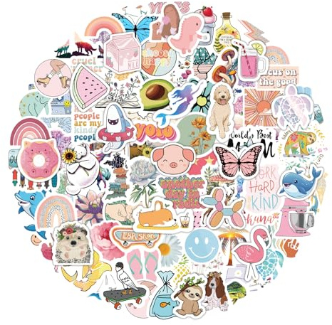 200Pcs Water Bottle Stickers for Kids, Cute Stickers for Water Bottles, Vinyl Waterproof Aesthetic Laptop Sticker Pack Classroom Prizes Skateboard for Kids Teens Girls Students (Cute-200pcs)