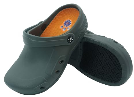 GRIPLAND Spezialist Clog Kochschuhe Küche Garten rutschfest Grau 46 EU