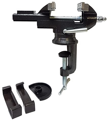 80mm - Schraubstock mit Schutzbacken | Werkbankschraubstock mit 360° Drehteller | Tischschraubstock [Farbe-schwarz] für Werkbankmontage | Amboss Werkbank