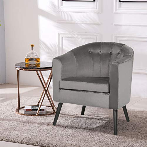 XUANYU Wohnzimmersessel Einzelsessel Loungesessel Polstersessel Sessel aus Samt, für Wohnzimmer, Esszimmer, Lounge, 64×50×70 cm, Dunkelgrau