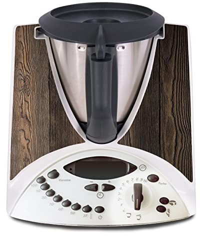 Deko Schutz Aufkleber kompatibel mit Küchenmaschine Thermomix TM31 Design Sticker Klebefolie Zubehör Küchengerät wasserfest selbstklebend R182 (13 Holz)