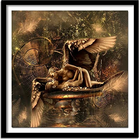 5D DIY Diamond Painting Groß Full Set,Engel Liebhaber Diamant Painting Bilder für Bastelset Erwachsene Kreuzstich Diamant Malerei Kits Rhinestone Mosaik Deko Wohnzimmer Home Wand Dekor 50x70cm