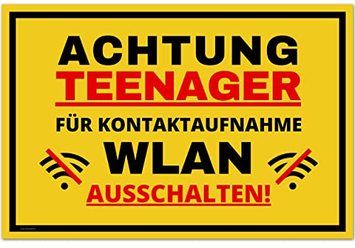 Vorsicht Teenager Schild (30 x 20 cm) - Lustiges Geschenk für Teenager zur Jugendweihe oder zum Geburtstag -Türschild als Teenager Zimmer Deko - Für Jungen und Mädchen