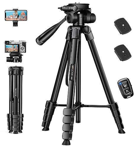 JOILCAN Tripode Camara 171cm, Tripode para Movil de Aluminio con Cabeza Desmontable y Soporte para Teléfono y Control Remoto, Trípode Ligero para iPhone/Samsung/Huawei/Xiaomi, Carga Máxima de 3,5kg