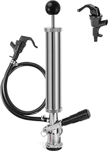 Hilangsan 8” Beer Keg Pump Keg Tap, D System Keg Party Pump for US Sankey, Kegerator Tap Stainless Steel Probe Coupler Beer Tap with Beer Line Faucet Hose Clamps for Homebrew Picnic Parties
