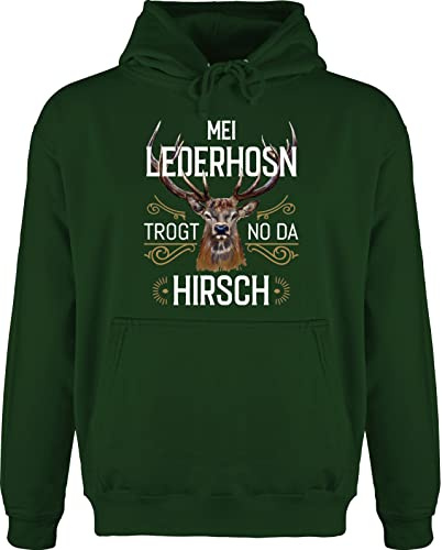 Shirtracer - Hoodie Herren Pullover Männer - Kompatibel mit Oktoberfest - MEI Lederhosn trogt no da Hirsch - gelb/braun