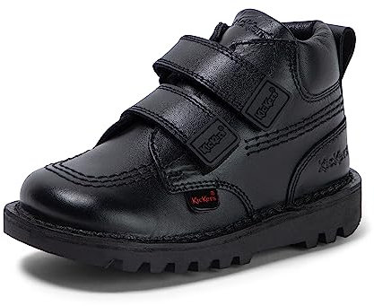 Kickers Boy's Kick Hi Roll Leather Boots | Extra Comfortable | Added Durability | Premium Quality, Black, 5 UK Child