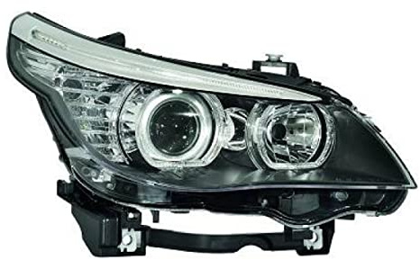 DM Autoteile 136967 H7/H7 Scheinwerfer Set Schwarz + Ringe kompatibel für BMW 5er E60 E61 03-07