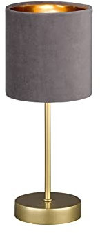 Tischlampe mit Lampenschirm Samt Grau - innen Gold Ø 13cm