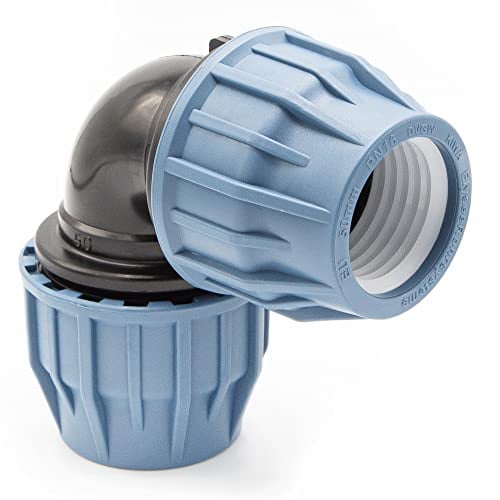 PP Kupplung I 90° Winkel 50 mm I Klemmverbinder mit 2 Anschlüssen I Klemmverschraubung I Klebe- Flexschlauchverbinder I Pool-Zubehör I Garten-Bewässerung I Druckleitung I bm312