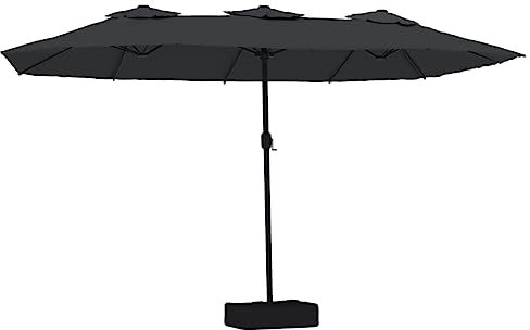 vidaXL Ombrellone a Doppia Testa con LED Nero 449x245 cm, ombrellone a Doppia Testa con LED, ombrellone a Doppia Testa, ombrellone da Giardino