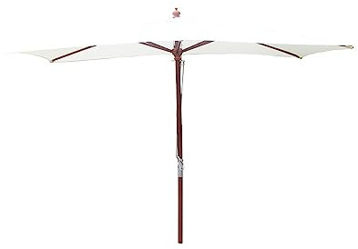 CONCEPT USINE | Parasol Droit en Bois Rectangulaire 3 x 2m | PISE Ecru | Mât en Bois très Tendance | Grande Toile Grise en Polyester 180g/m2 | Idéal pour Jardin, Terrasse, Piscine ou Balcon