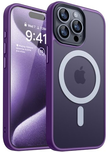 CANSHN Cover Magnetica Opaca per iPhone 15 Pro, [Compatibile con MagSafe] Custodia Traslucida Opaca Protettiva Sottile Antiurto - Viola Intenso