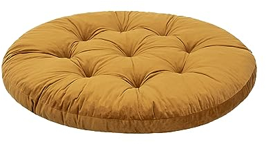 HOBBYGARDEN Hängesessel Kissen, Hängekorb Sessel, Indoor/Outdoor, Auflage, Rund, Swing, Schaukelkissen, Sitzkissen für Stuhl, Velvet, Waschbar, Gelb, 65 x 65 cm