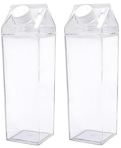 LATRAT 2 botellas de leche de plástico de 500 ml, para guardar bebidas, picnics, camping, leche, zumo de naranja