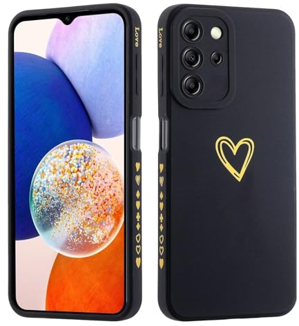 LENGRACE für Samsung Galaxy S20 Plus Liebesmuster Hülle,Galvanik Goldfarbene Herzmuster Stilvoll für Mädchen Frauen Stoßfeste Silikon TPU Handyhülle-Schwarz