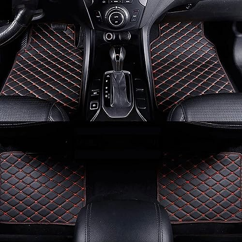 GuriDo Auto Leder FußMatten füR DOD-ge Challenger 2015 2016 2017 2018 2019, Vorne Hinten Teppichschutzmatte Wasserdicht rutschfeste Anti-Kratz Autoteppiche Interieur ZubehöR,B/Black-red
