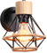 iDEGU Vintage Wandlampe 16CM Wandleuchte Industrial Design Käfig Lampenschirm Retro Lampe aus Holz Eisen Verstellbare Deckenleuchte Wandleuchte für Flur Wohnzimmer Küche, Typ Hanfseil, Schwarz