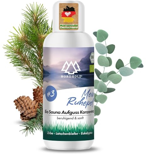 NORDHOLZ® Saunaaufguss BIO [NATURREINE ÄTHERISCHE BIO-ÖLE] Sauna Aufgussmittel #2 Freiheit 100ml Salbei, Eukalyptus, Minze - Sauna Aufguss