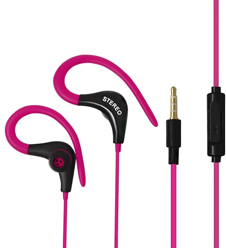 SPRINT4DEALS Wired Earphones with Microphone, Stereo Sound Noise Canceling Headphones for Running, Cooking, Gym, Sports – in-Ear Headset with Mic (Pink)