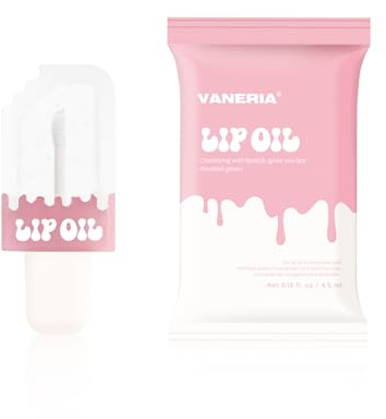 VANERIA Lip Oil, Lip Gloss Transparente Incolore, Hydratant & Nourrissant pour les Lèvres. 4.5ml/0.15 Fl.Oz (Clair)