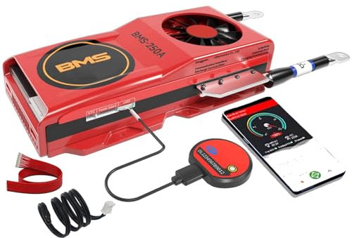 8S 250A Batterieschutzplatine Smart BMS Batterie Schutzbrett Mit UART/RS485/CAN BT-Modul und Lüfter, Für 24V Lifepo4-Akku Zellbalancer Ladegerät,Lifepo4 8s 24v,250A Fan