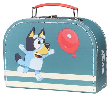 Micki Bluey Kinderkoffer aus Pappe – Langlebiger und strapazierfähiger Kinderkoffer, 20 cm, leichtes und farbenfrohes Design, perfekt für Vorschule und Reisen, mit beliebten Bluey Figuren