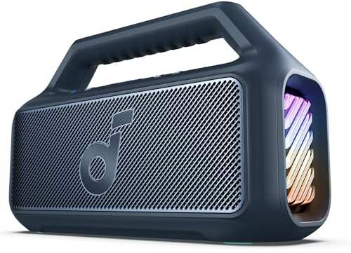 soundcore by Anker, Boom 2 Outdoor-Lautsprecher, 80W, Subwoofer, BassUp 2.0, 24h Akku, IPX7 Wasserdicht & Schwimmt, LED-Licht, USB-C, EQ, BT 5.3, Mobiler Bluetooth-Speaker(Generalüberholt)