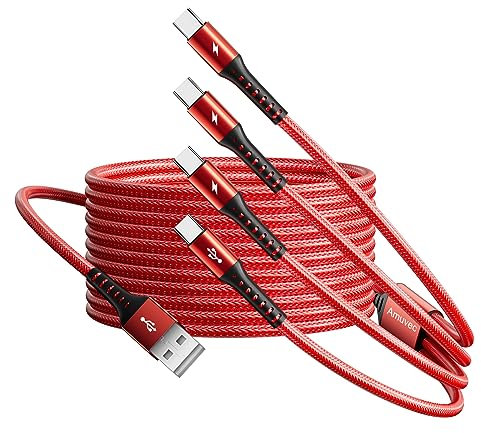 Amuvec USB C Cable[QC 3.0/3.1A] Fast Charging Type C Charging Cables, Braided with USB A to 4 USB C Phone Cable Charger Lead for Samsung Galaxy Android, Huawei, Google Pixel, Sony Xperia-2.2M