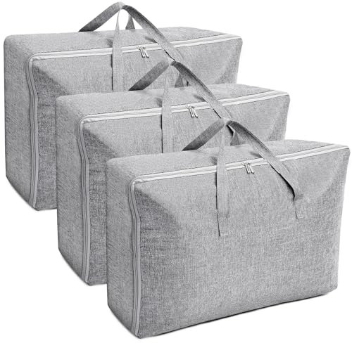 AiQInu 3 Piezas Bolsa Almacenaje Ropa Grande 105L+84L+70L, Plegables Bajo Cama Bolsas para Guardar Ropa con Manillar, Impermeable Bolsa de Almacenamiento de Temporada