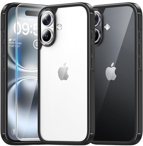 TAURI for iPhone 16 Plus Case with HD Screen Protector, [Not-Yellowing] [15 FT Grade Protection] Shockproof Phone Case for iPhone 16 Plus 6.7 Inch - Black