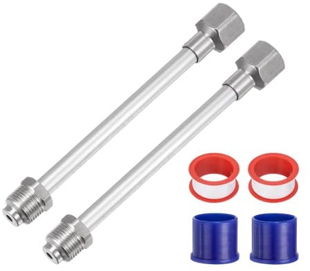 sourcing map 2pcs 8/20cm Airless Paint Spray Gun Tip Extension Pole Rod Painting Aluminum Alloy Light Airless Paint Sprayer Extension, Silver