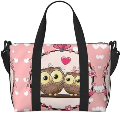 Süße Eulen-Handtasche, Umhängetasche, Reisetasche, Einzelschultertasche, Sport- und Fitness-Tasche, Reisegepäcktasche, Schwarz , Einheitsgröße